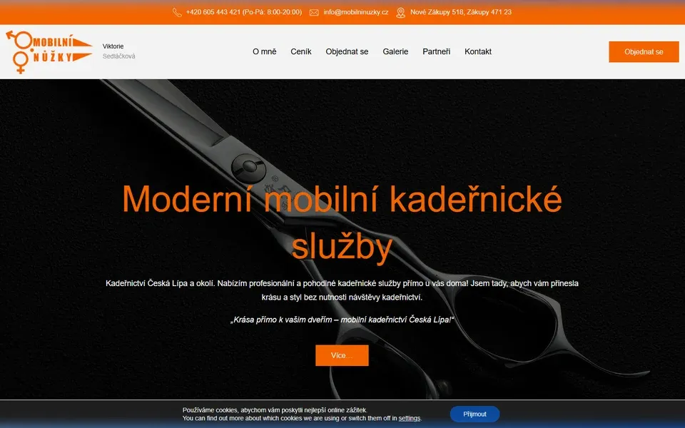 Ukázka webu mobilninuzky.cz – kadeřnice do domu