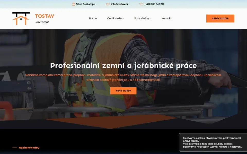 Ukázka webu tostav.cz – stavební společnost